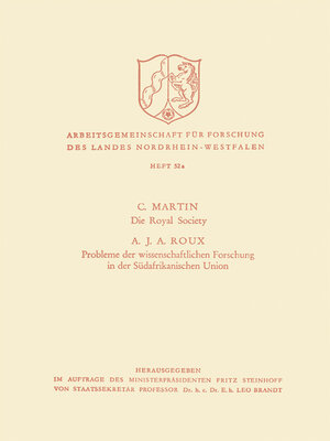 cover image of Die Royal Society. Probleme der wissenschaftlichen Forschung in der Südafrikanischen Union